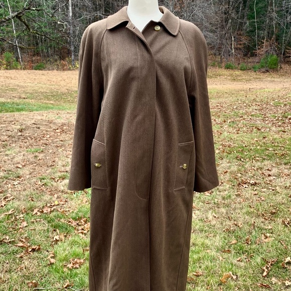 Burberry Brown Wool Gaberdine Womens Long Coat M/L Plaid Liner Excellent Gift - Picture 7 of 15